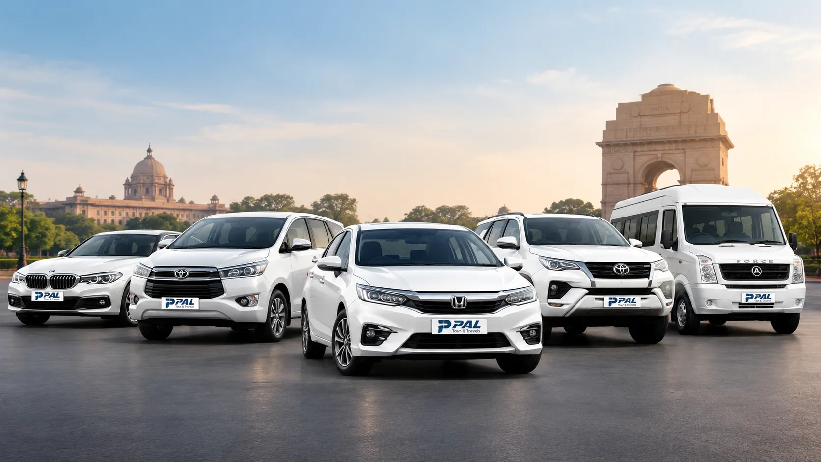 Cab service in Delhi: Pal Tour and Travels sedan, Innova, Fortuner, BMW and Force Traveller at India Gate, New Delhi